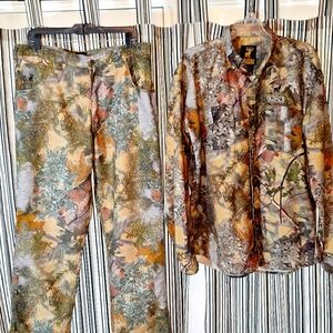 2 sets of original "Kings Outdoor World" Camo Long Sleeve Shirts and Pants.